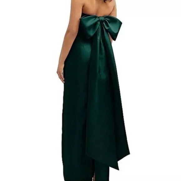 ALFRED SUNG | Dresses | Alfred Sung Hunter Green Strapless Gown With Bow |  Poshmark